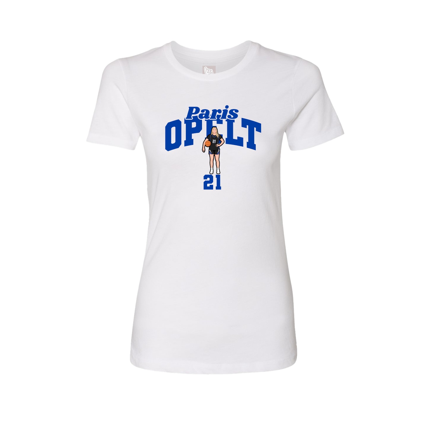 Fitted Women's Tee — Signature Arch in White
