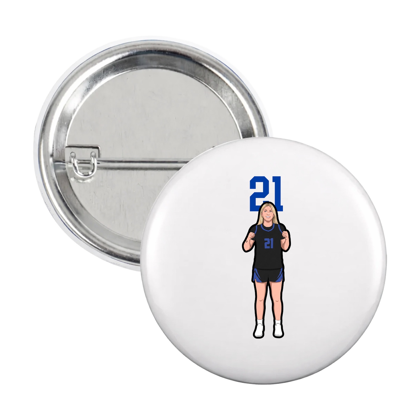 Game Day Button — Number Top in White