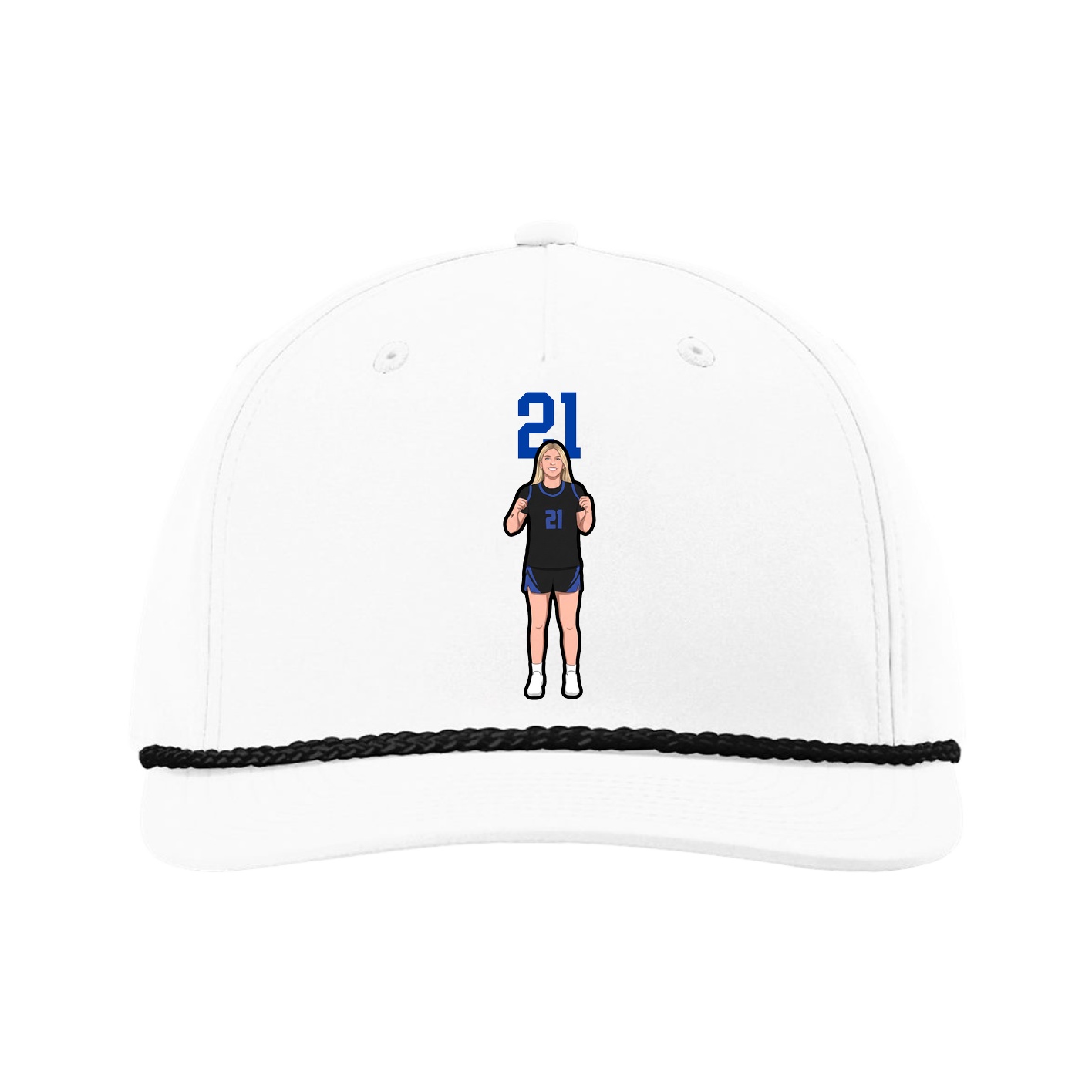 Five-Panel Classic Rope Cap — Number Top in White