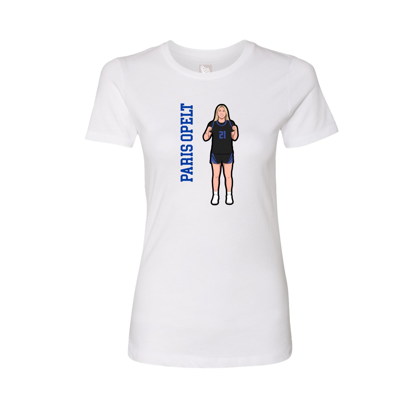 Fitted Women's Tee — Name Vertical in White