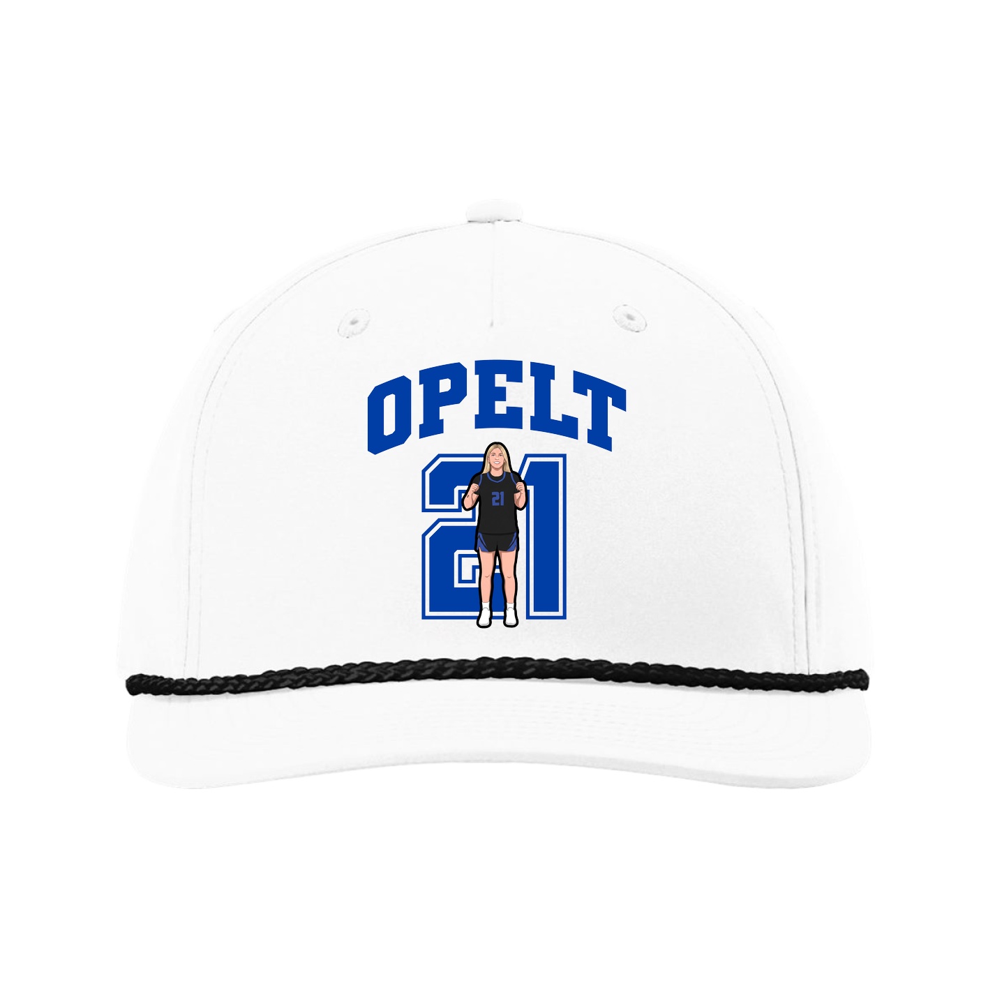 Five-Panel Classic Rope Cap — Number in White