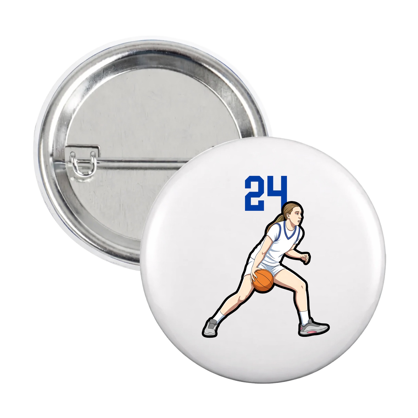 Game Day Button — Number Top in White