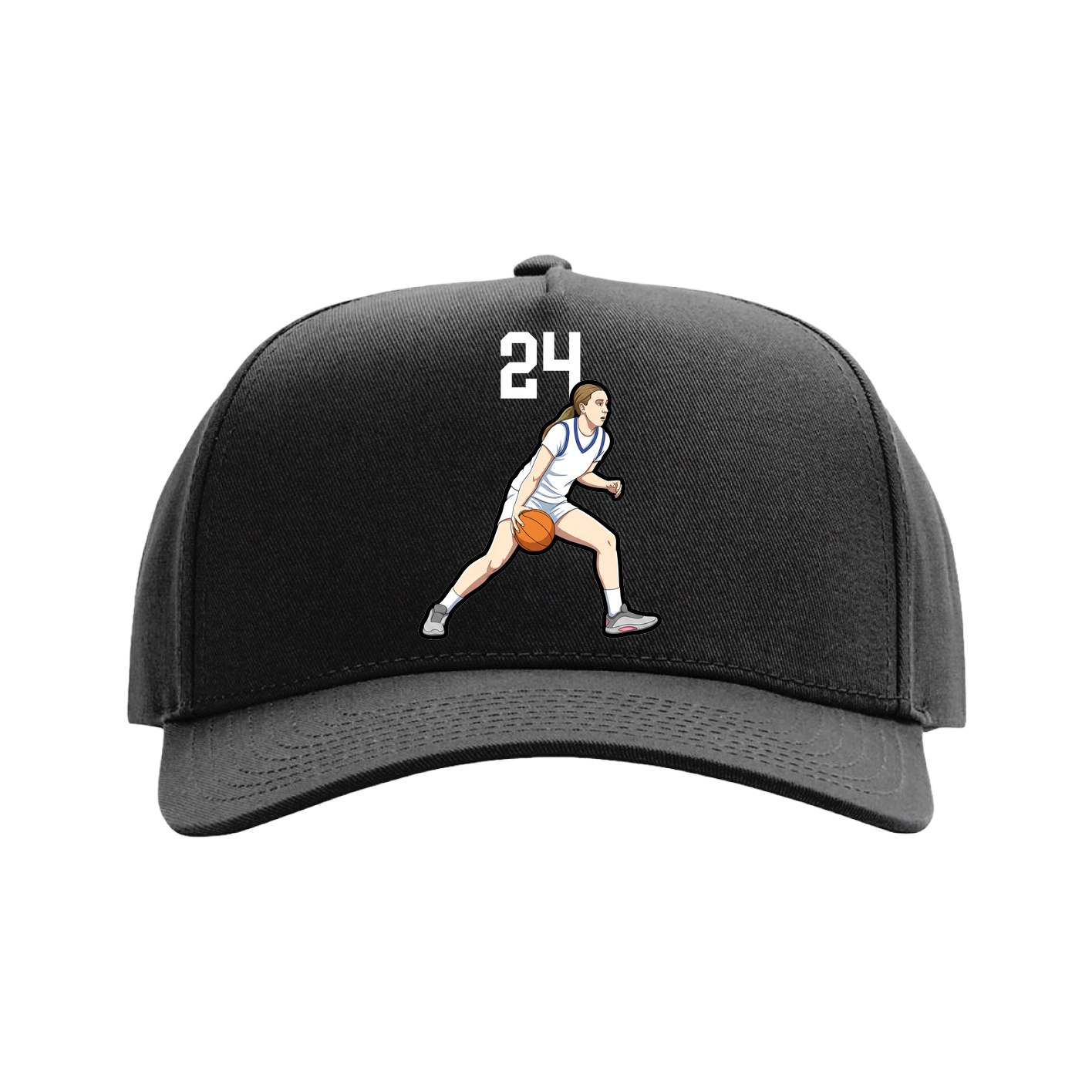 Full Fabric Five-Panel Champ Cap — Number Top in Black