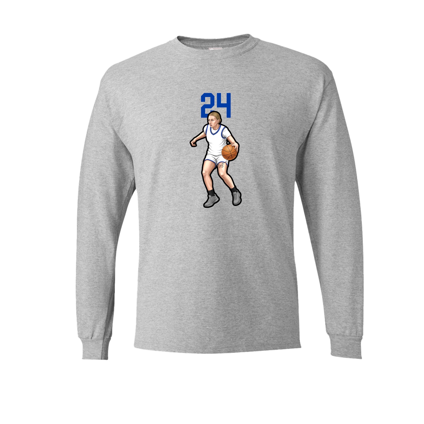 Long Sleeve Tee — Number Top in Grey