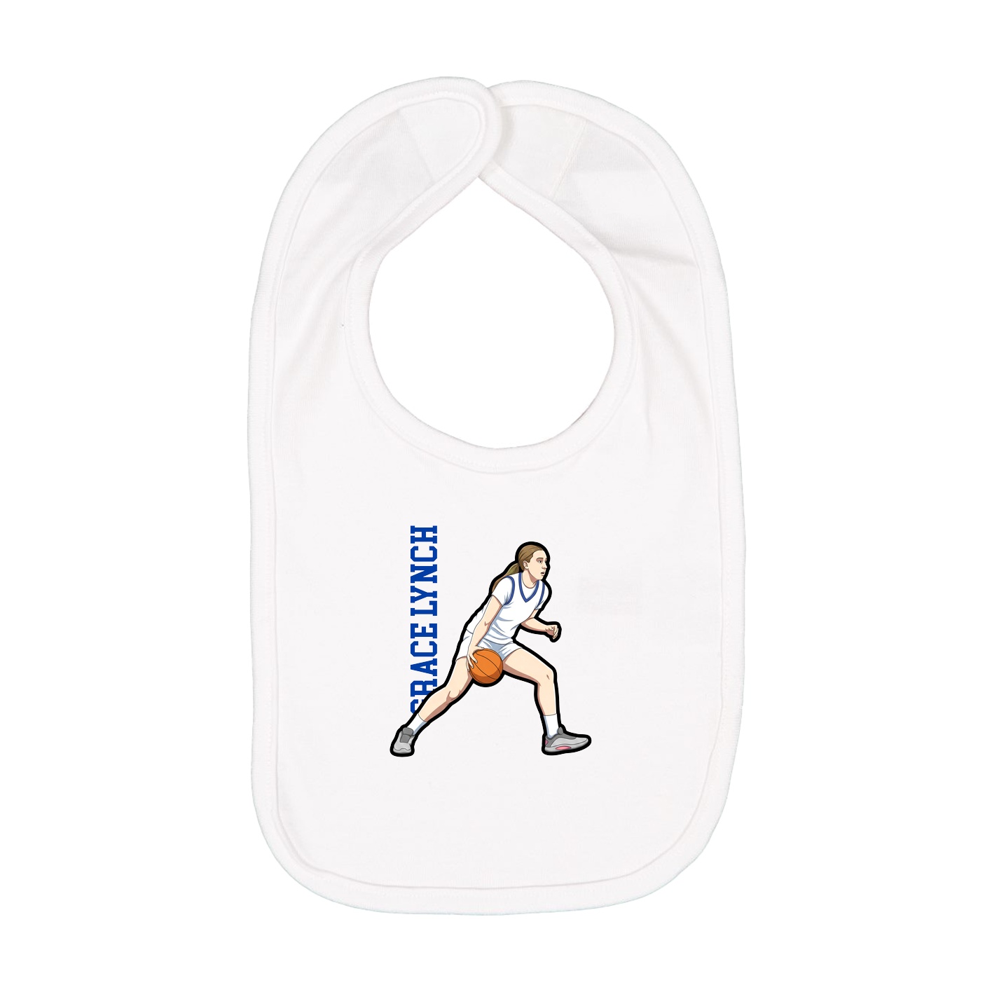 Infant Bib — Name Vertical in White