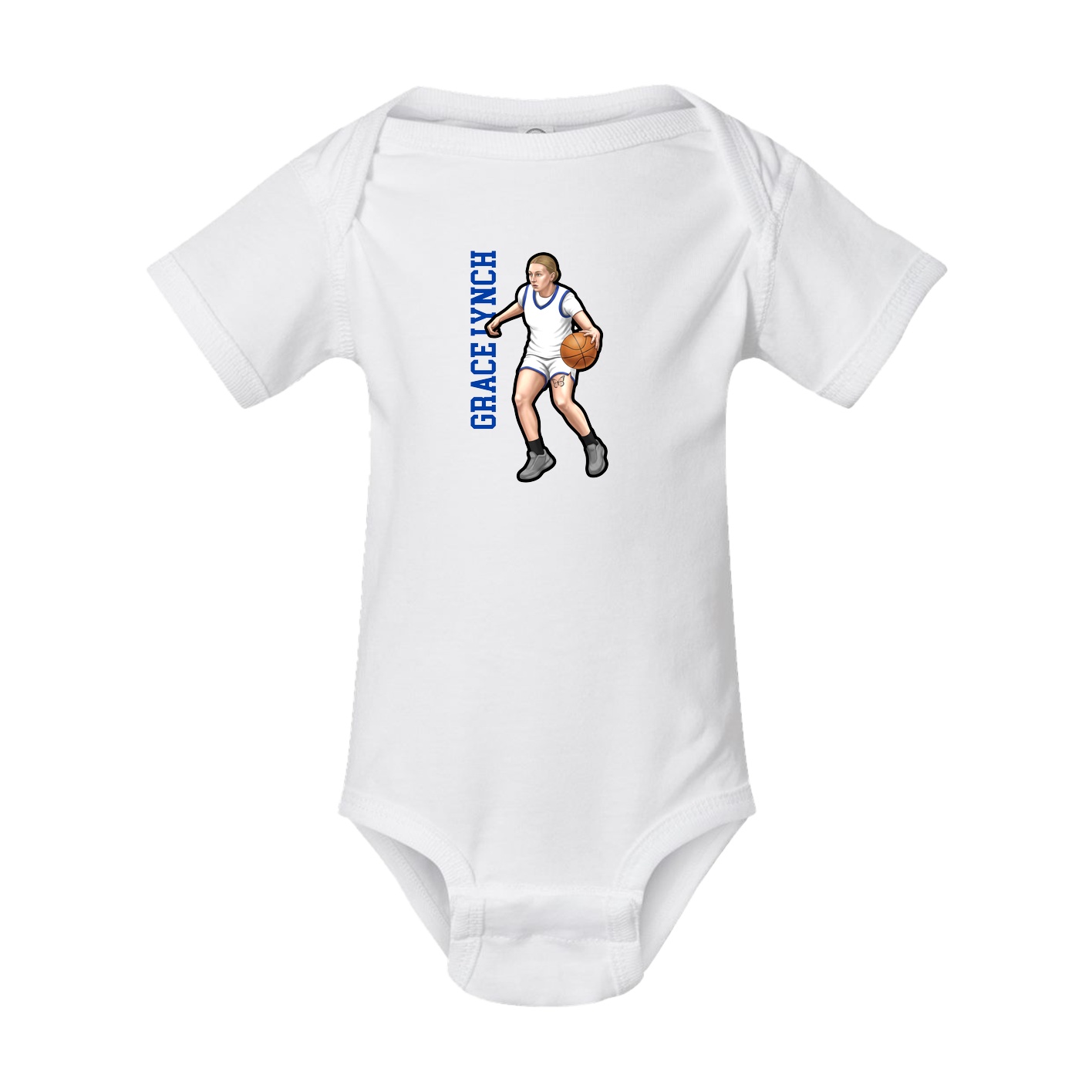 Baby Onesie — Name Vertical in White