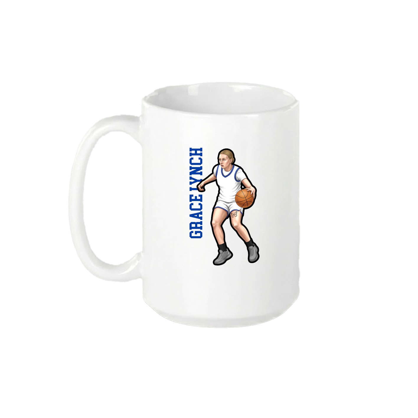 15oz Coffee Mug — Name Vertical in White