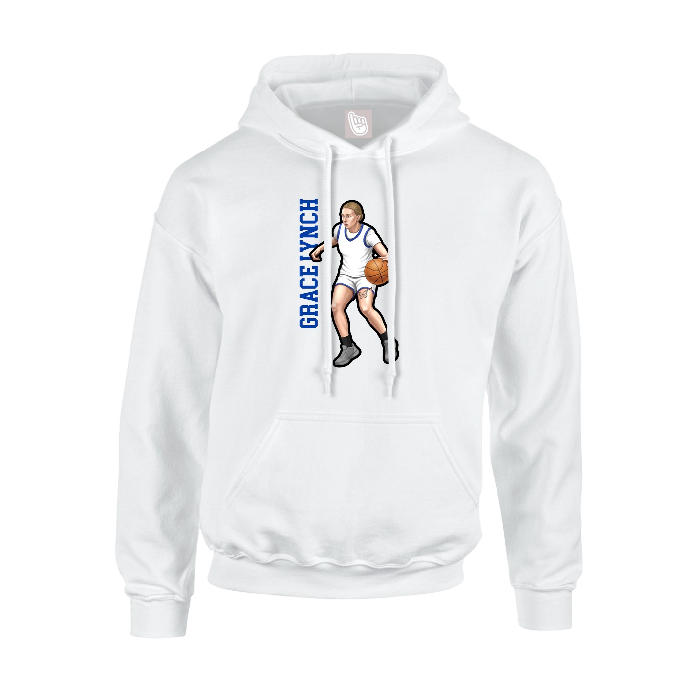 Youth Hoodie — Name Vertical in White