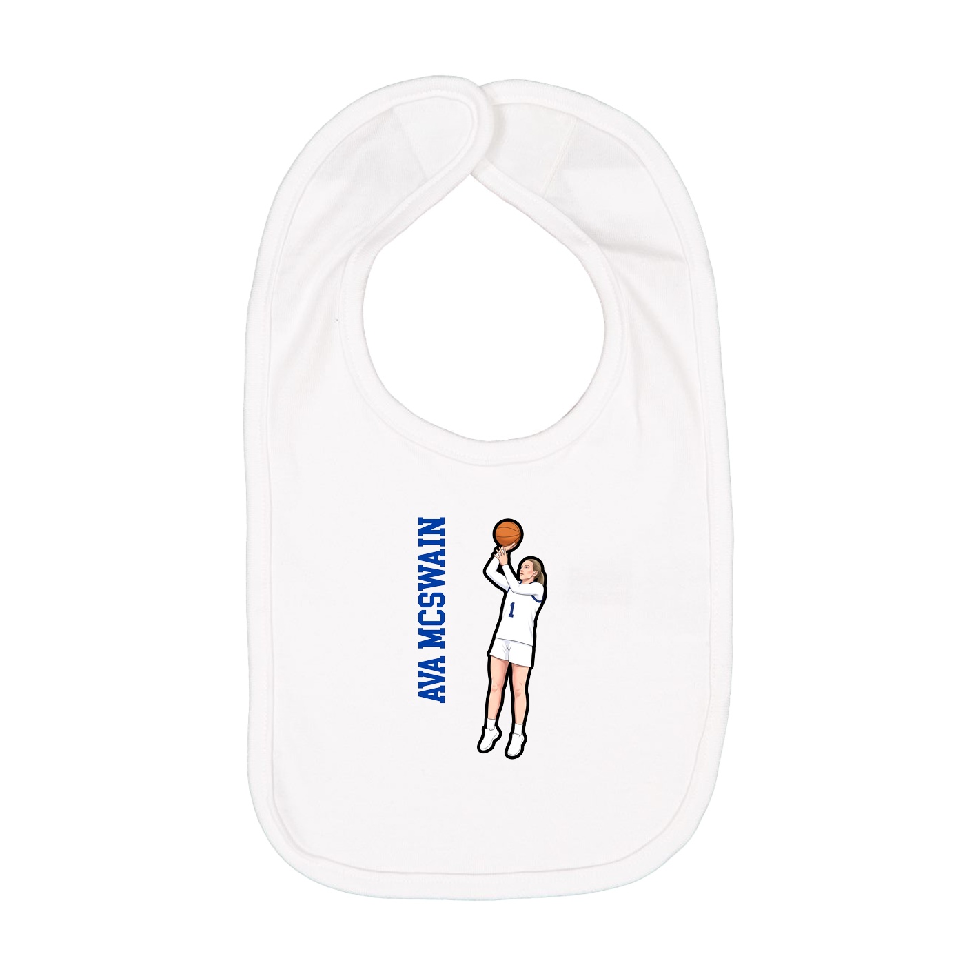 Infant Bib — Name Vertical in White