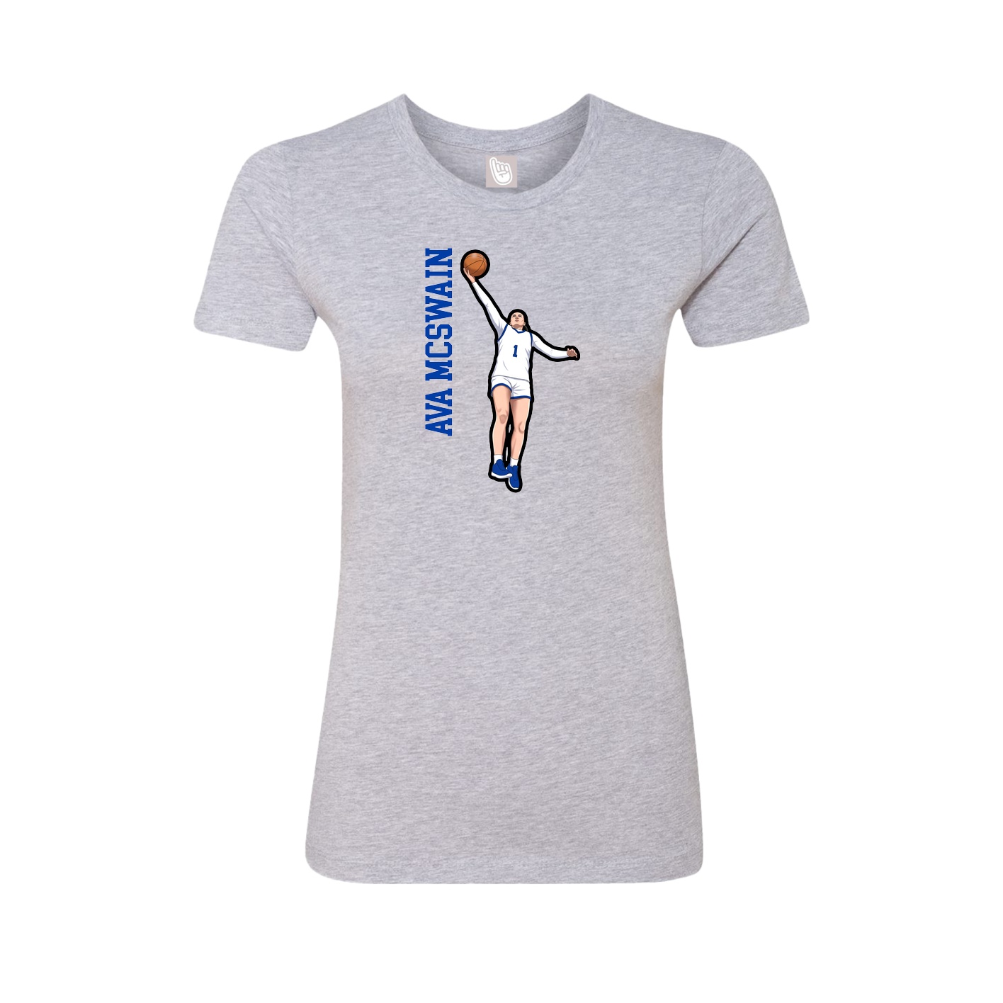 Fitted Women's Tee — Name Vertical in Grey