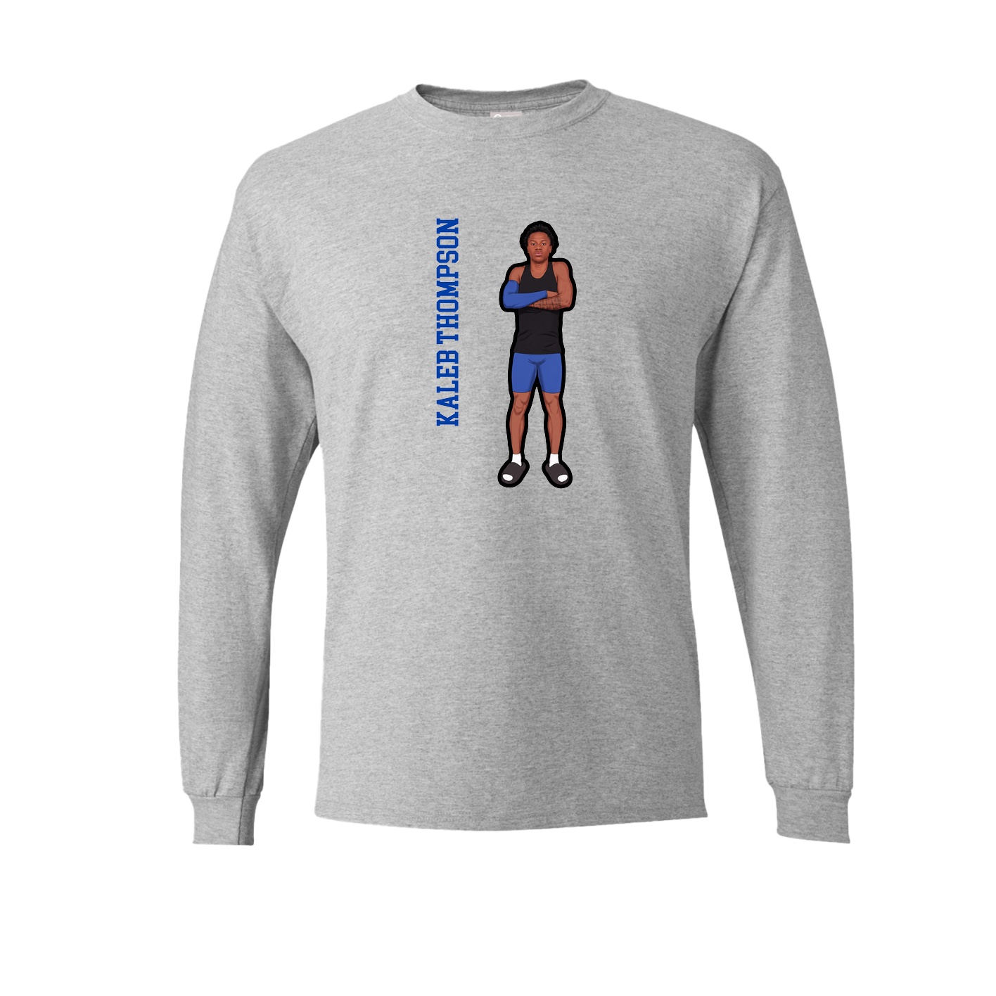 Long Sleeve Tee — Name Vertical in Grey