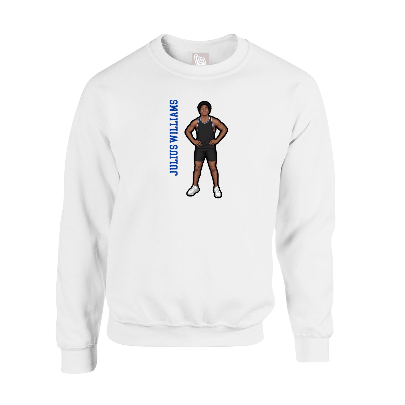 Fleece Crew — Name Vertical in White