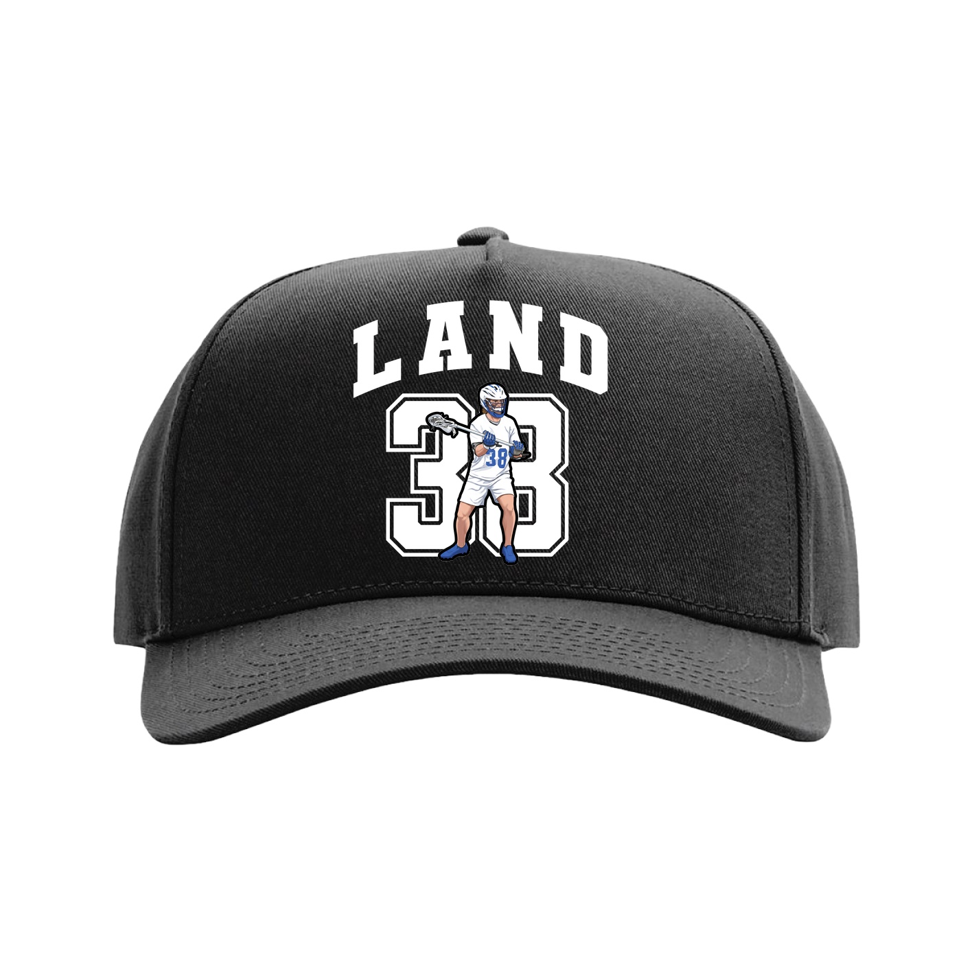 Full Fabric Five-Panel Champ Cap — Number in Black