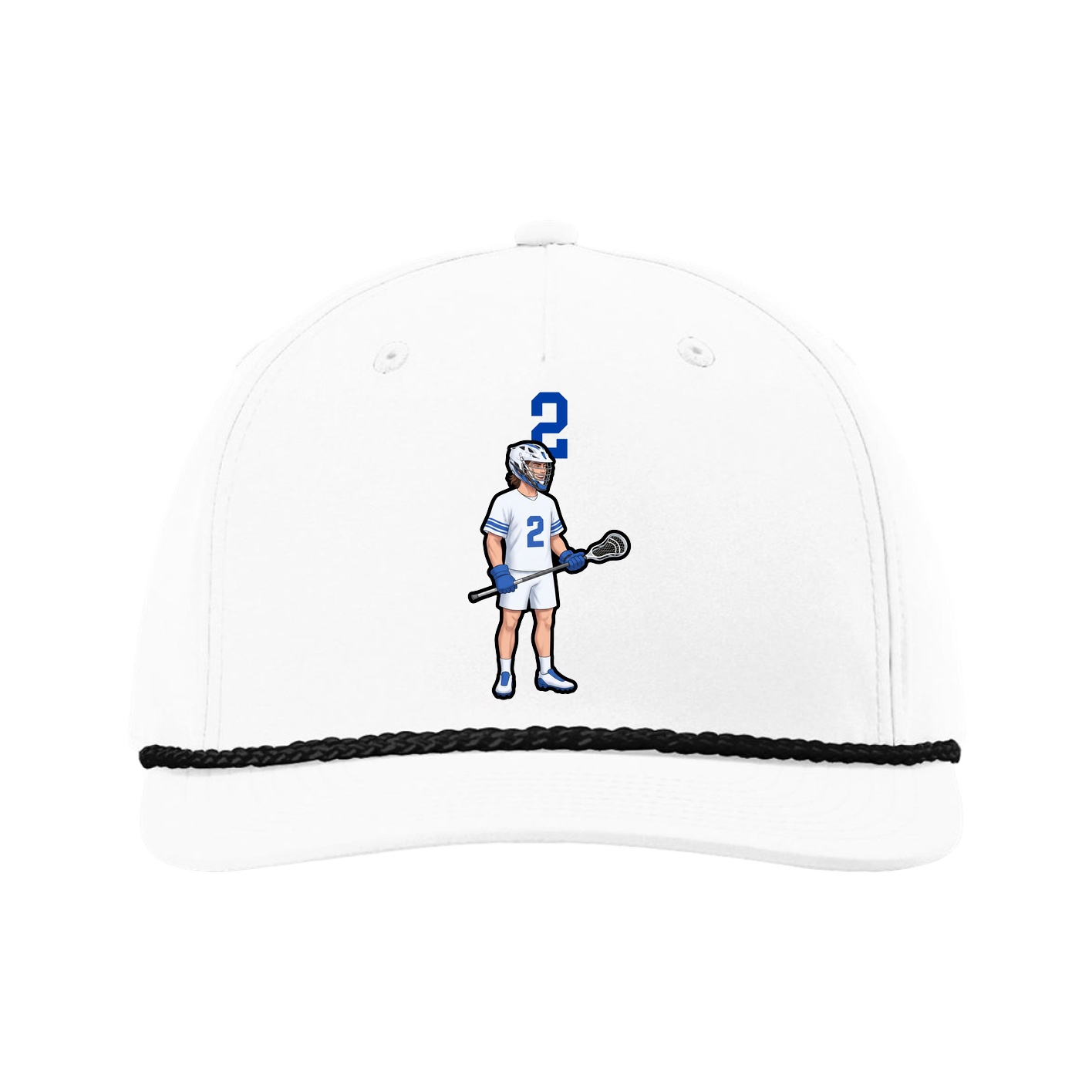 Five-Panel Classic Rope Cap — Number Top in White