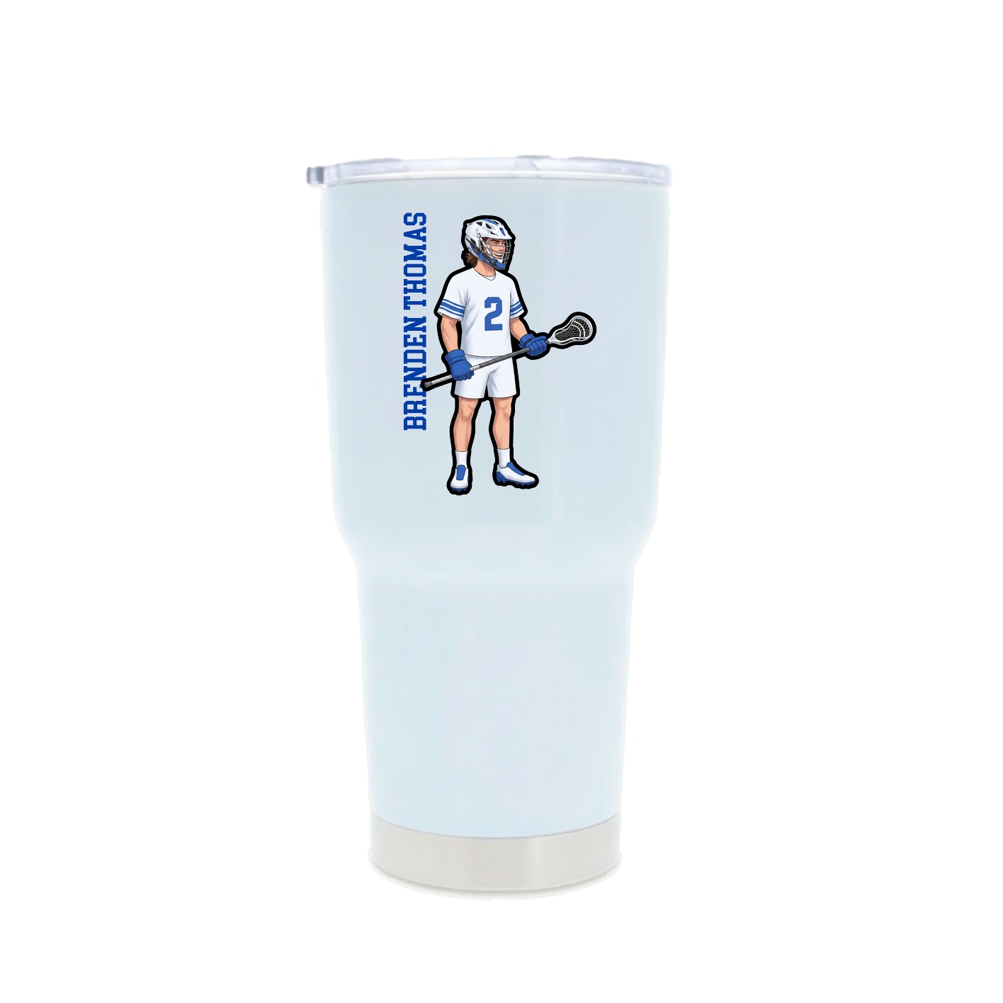 30oz Stainless Steel Tumbler — Name Vertical in White