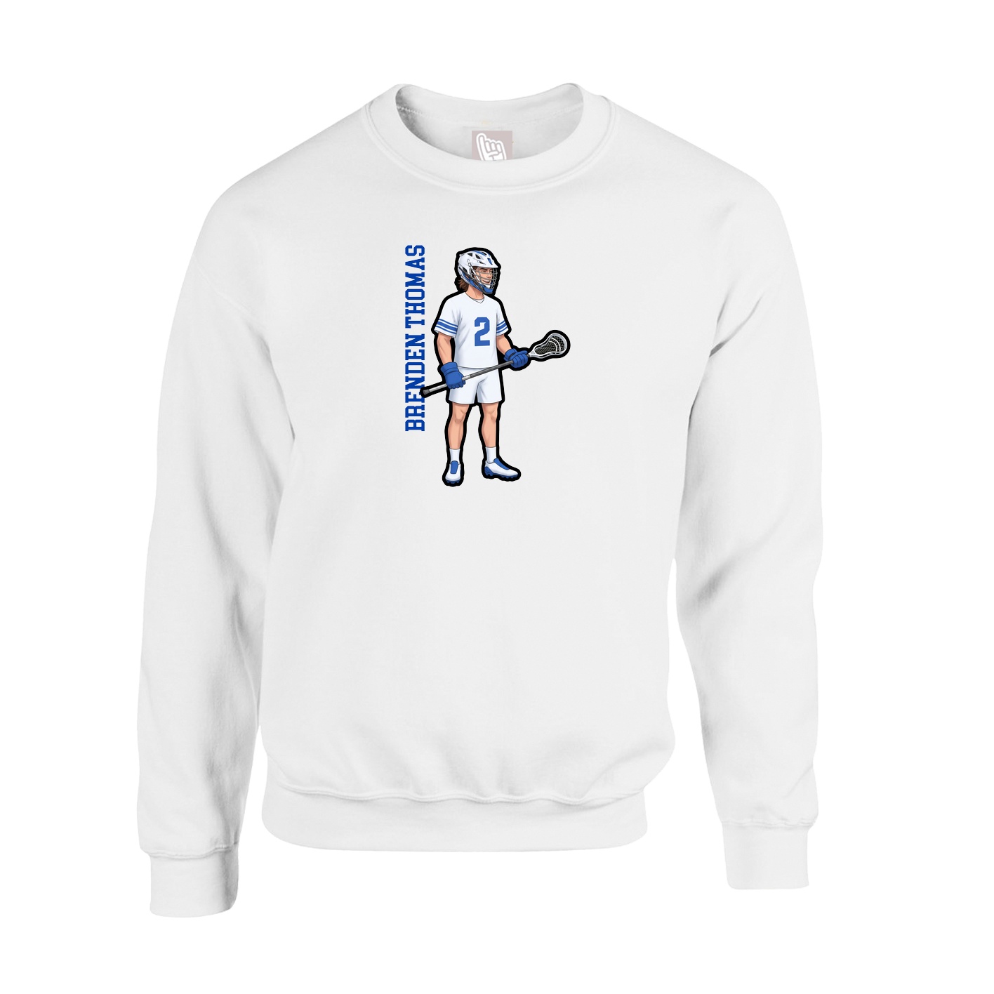 Fleece Crew — Name Vertical in White