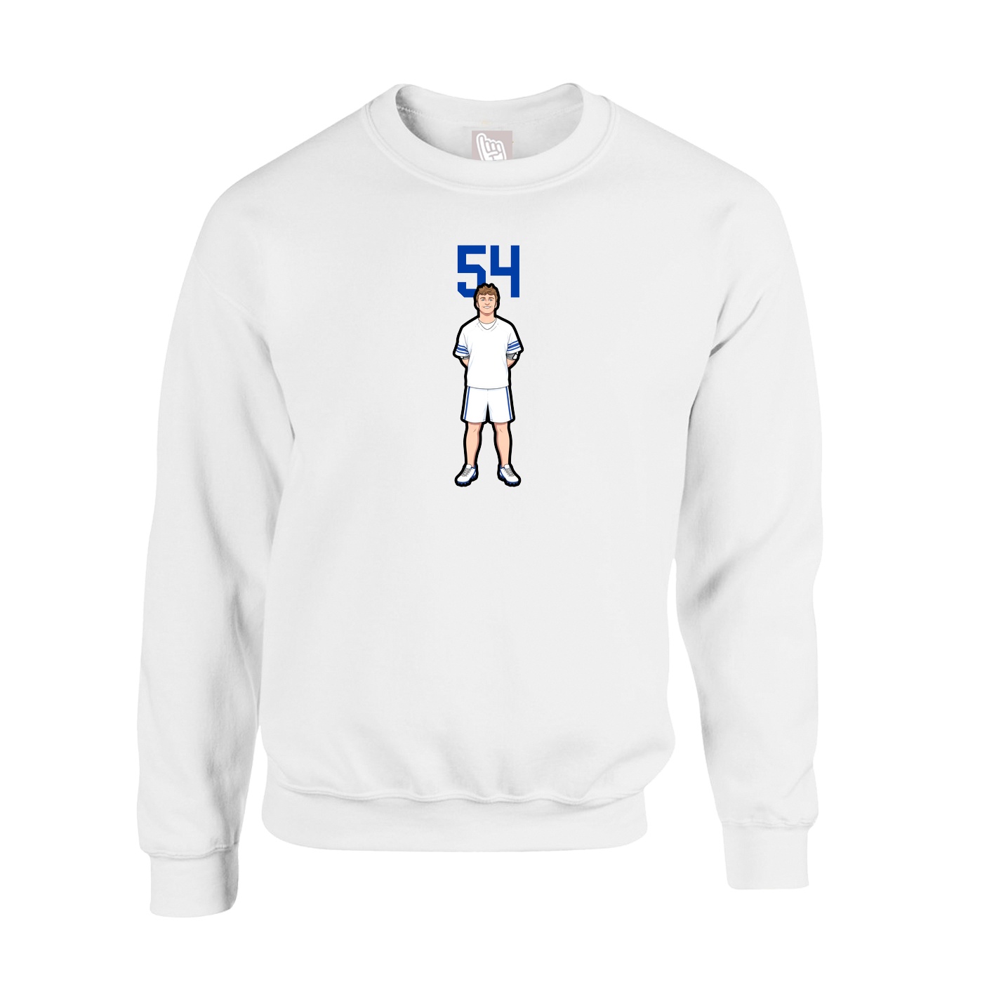 Fleece Crew — Number Top in White