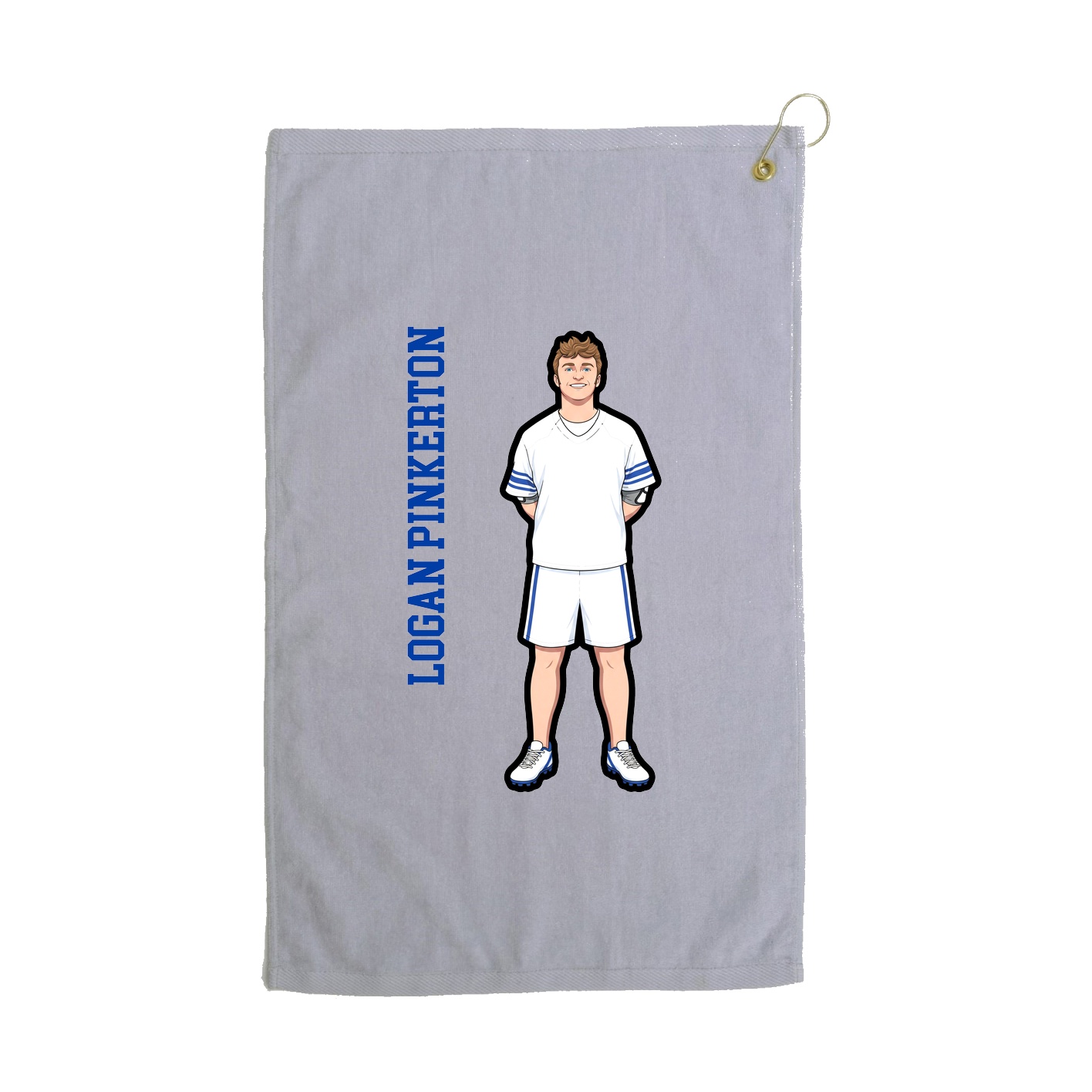 Golf Towel — Name Vertical in Grey