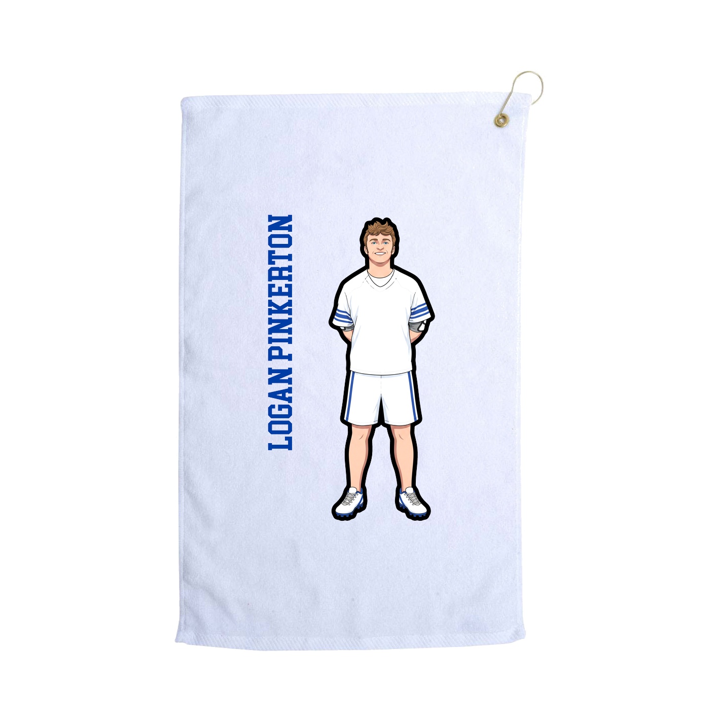 Golf Towel — Name Vertical in White