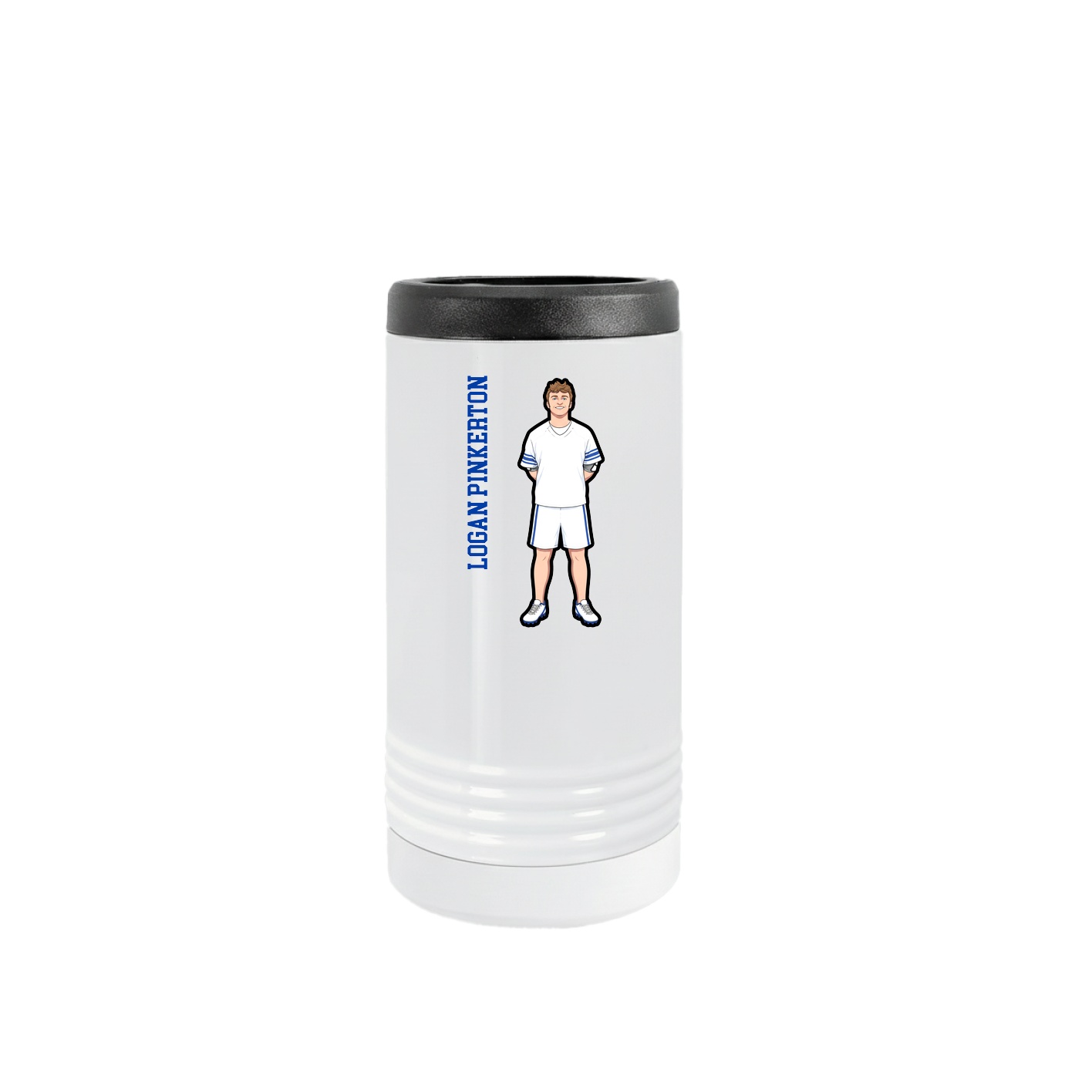 Slim Beverage Holder — Name Vertical in White
