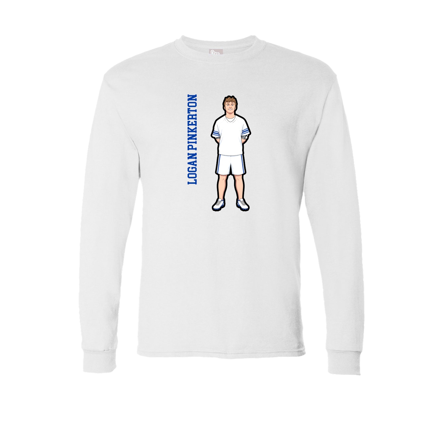 Long Sleeve Tee — Name Vertical in White