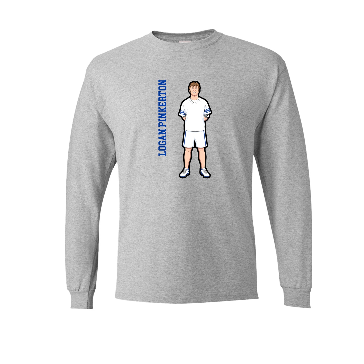 Long Sleeve Tee — Name Vertical in Grey