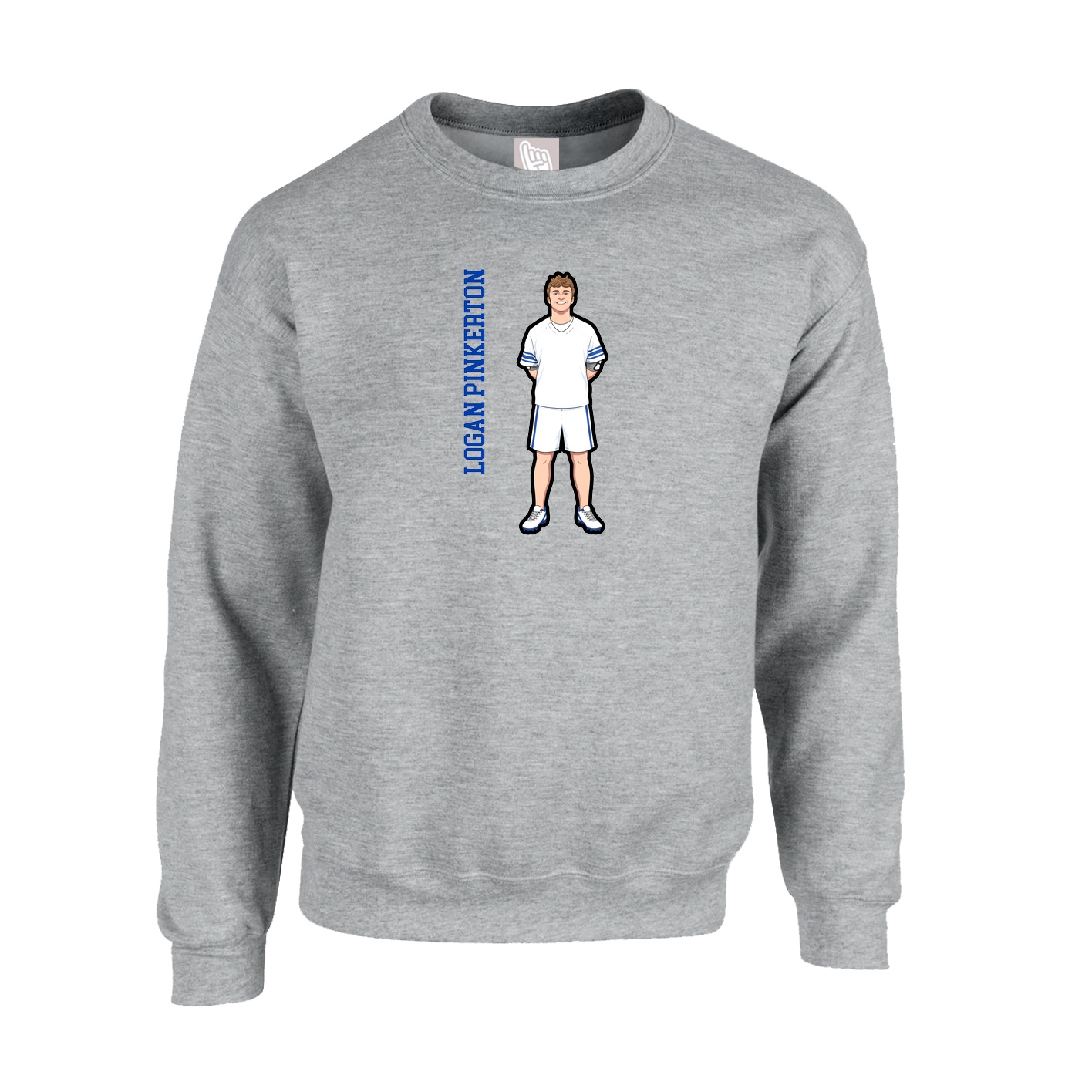 Fleece Crew — Name Vertical in Grey
