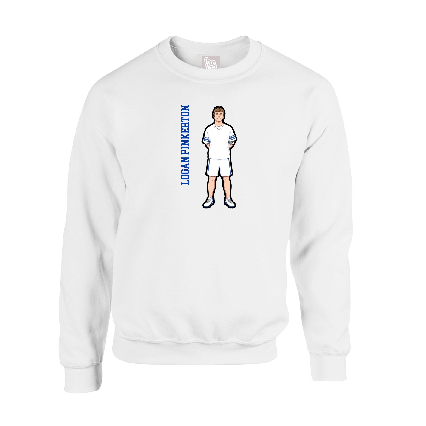 Fleece Crew — Name Vertical in White