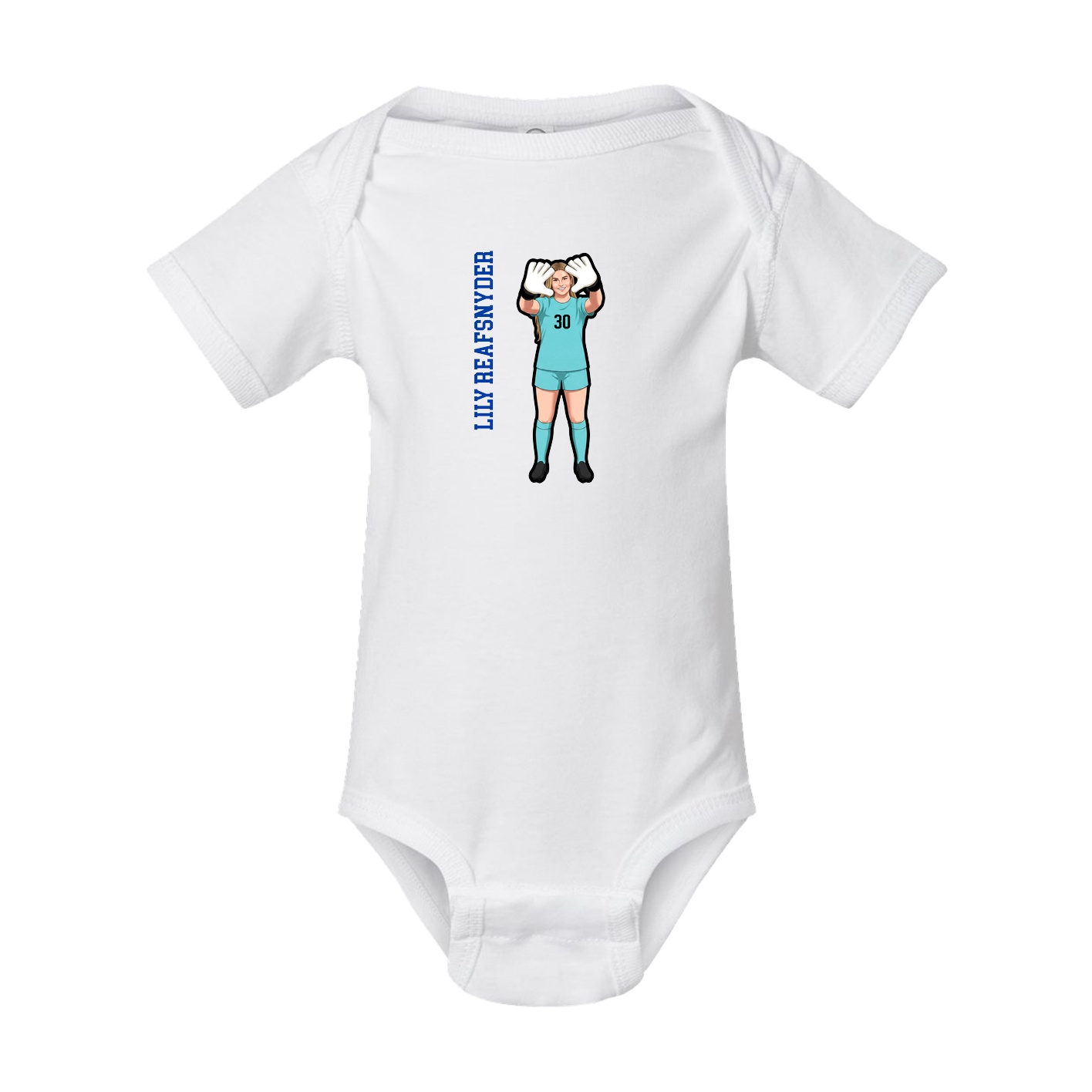 Baby Onesie — Name Vertical in White