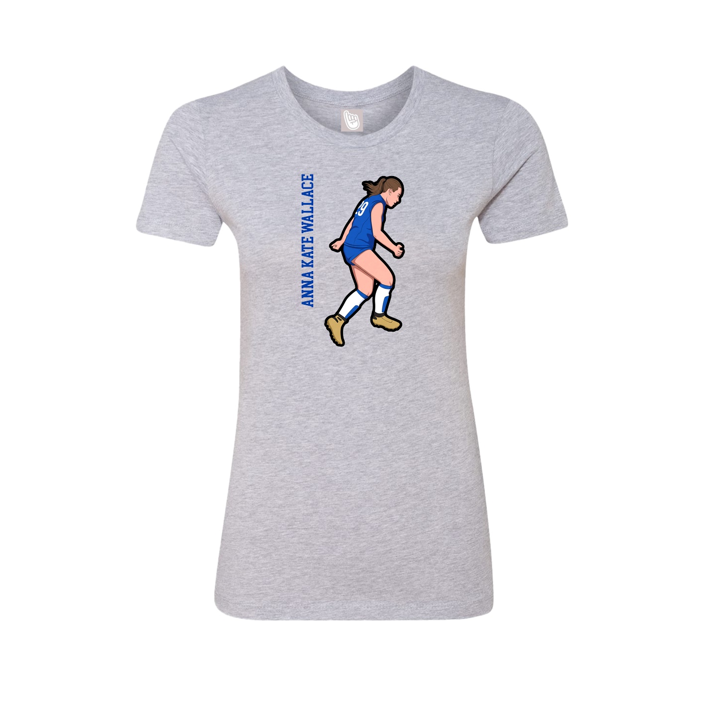 Fitted Women's Tee — Name Vertical in Grey