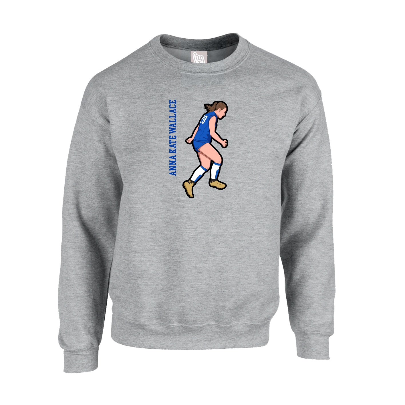 Fleece Crew — Name Vertical in Grey