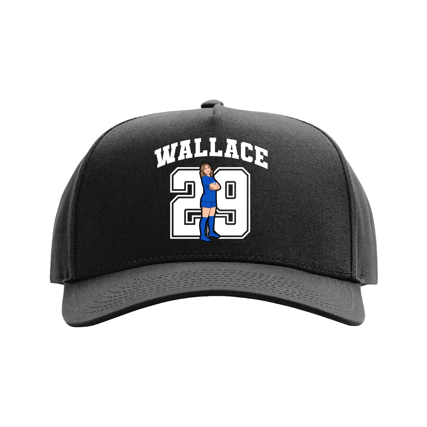 Full Fabric Five-Panel Champ Cap — Number in Black