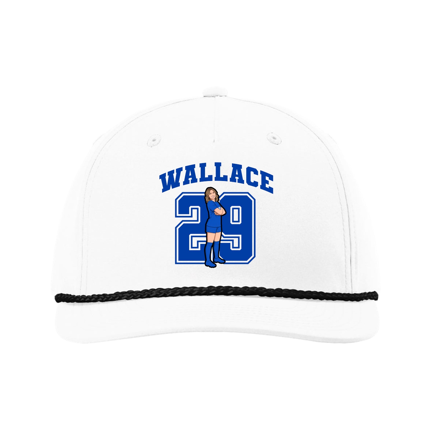 Five-Panel Classic Rope Cap — Number in White