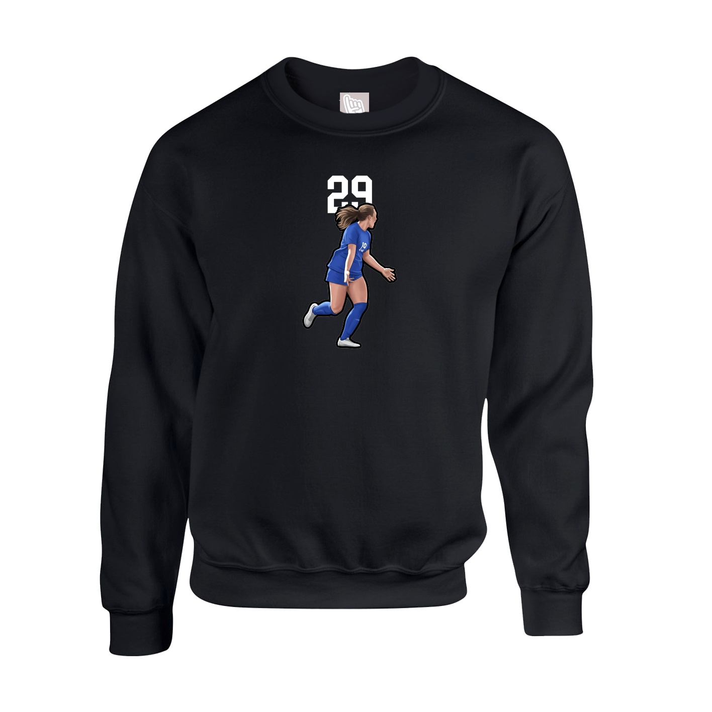 Fleece Crew — Number Top in Black