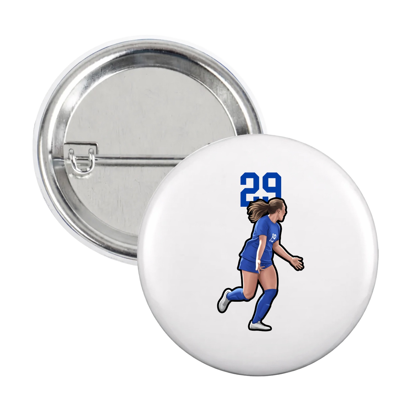Game Day Button — Number Top in White