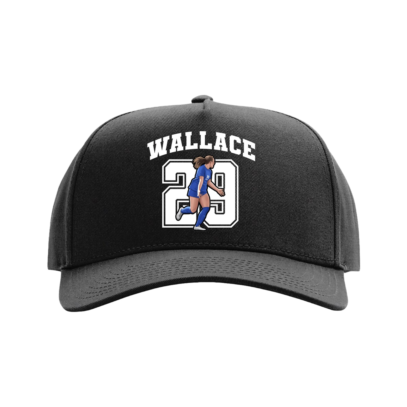 Full Fabric Five-Panel Champ Cap — Number in Black