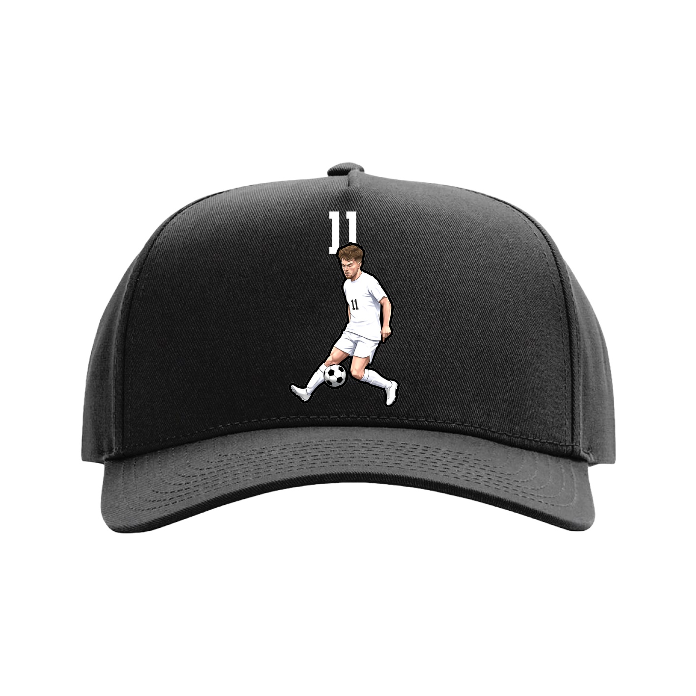 Full Fabric Five-Panel Champ Cap — Number Top in Black