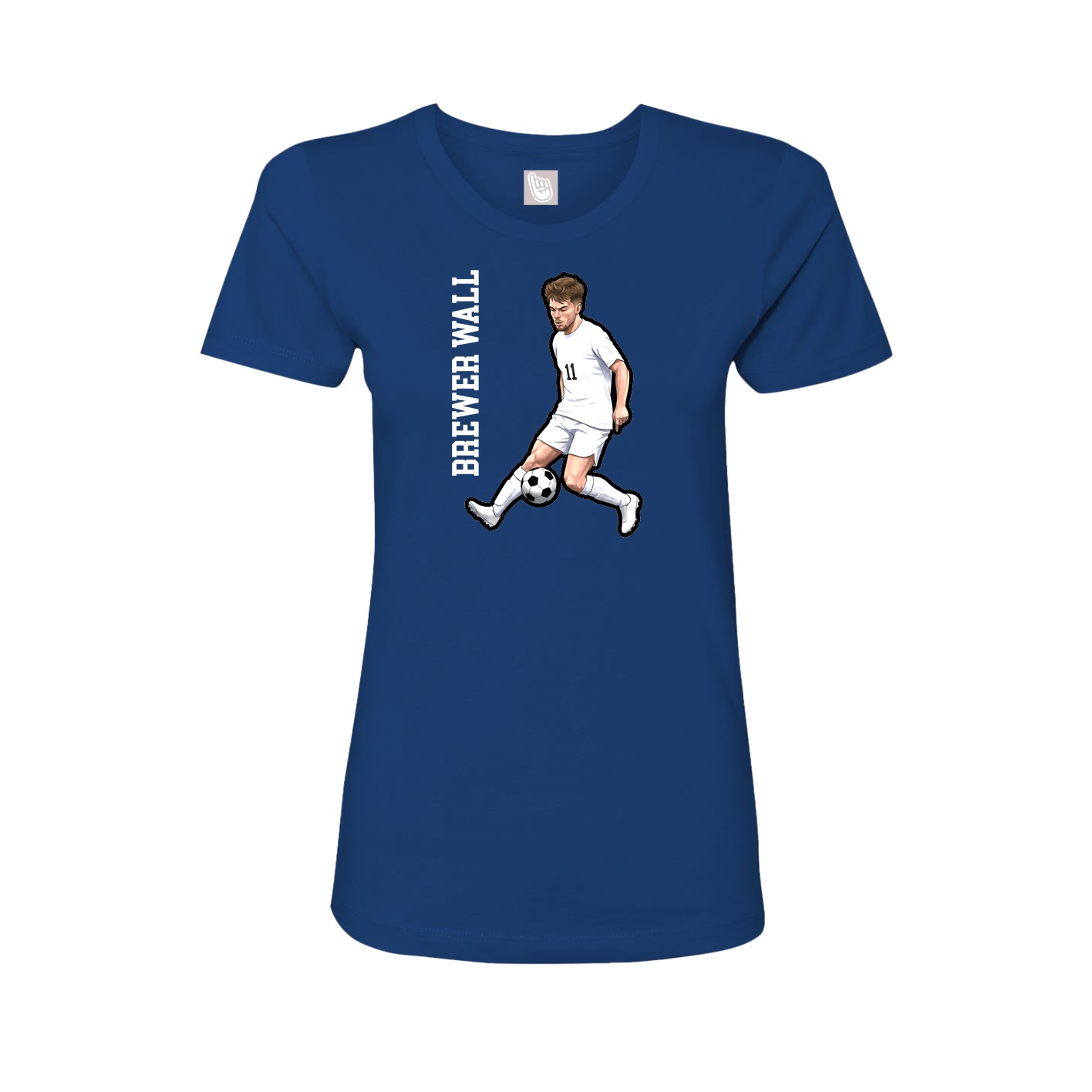 Fitted Women's Tee — Name Vertical in Royal