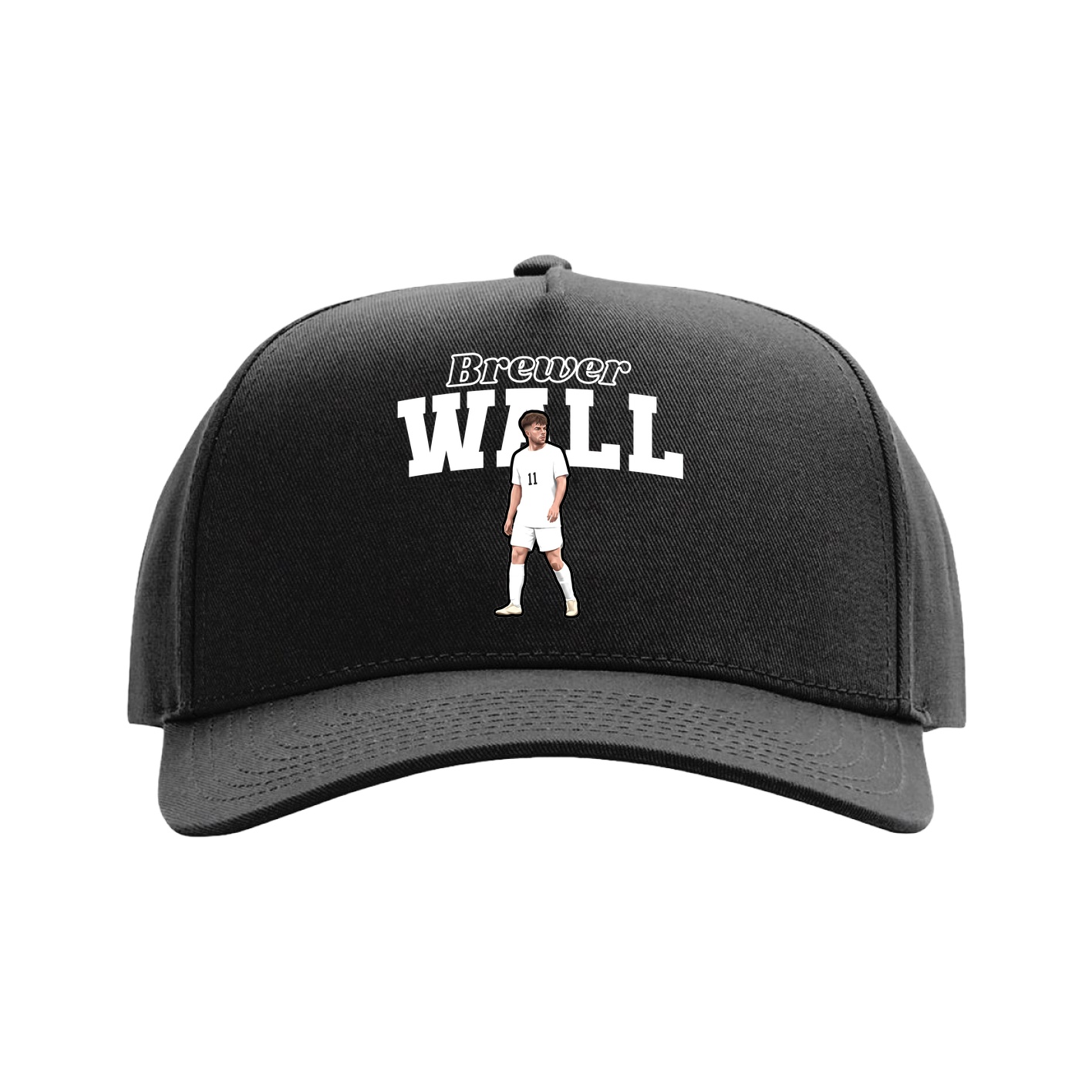 Full Fabric Five-Panel Champ Cap — Name Arch in Black