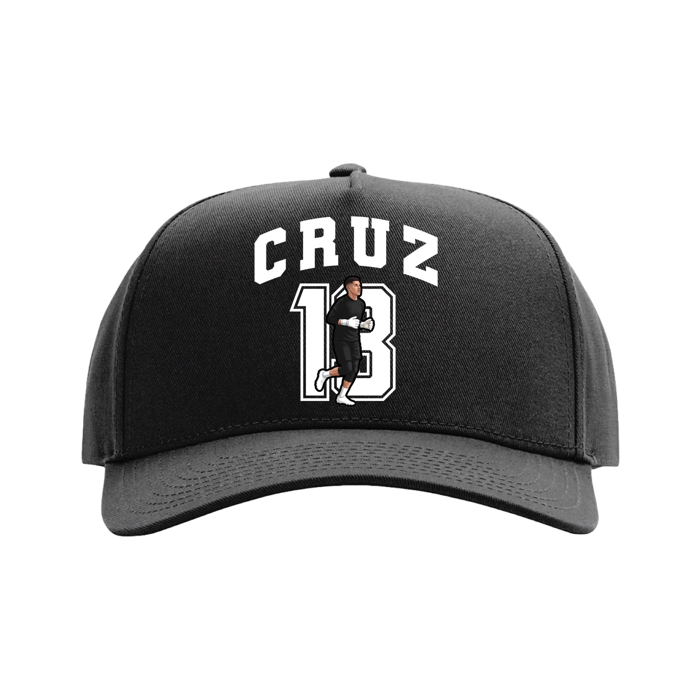 Full Fabric Five-Panel Champ Cap — Number in Black
