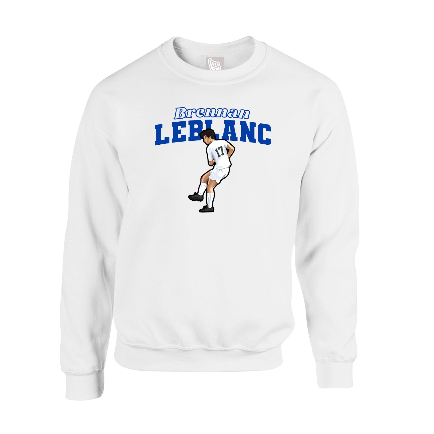 Fleece Crew — Name Arch in White