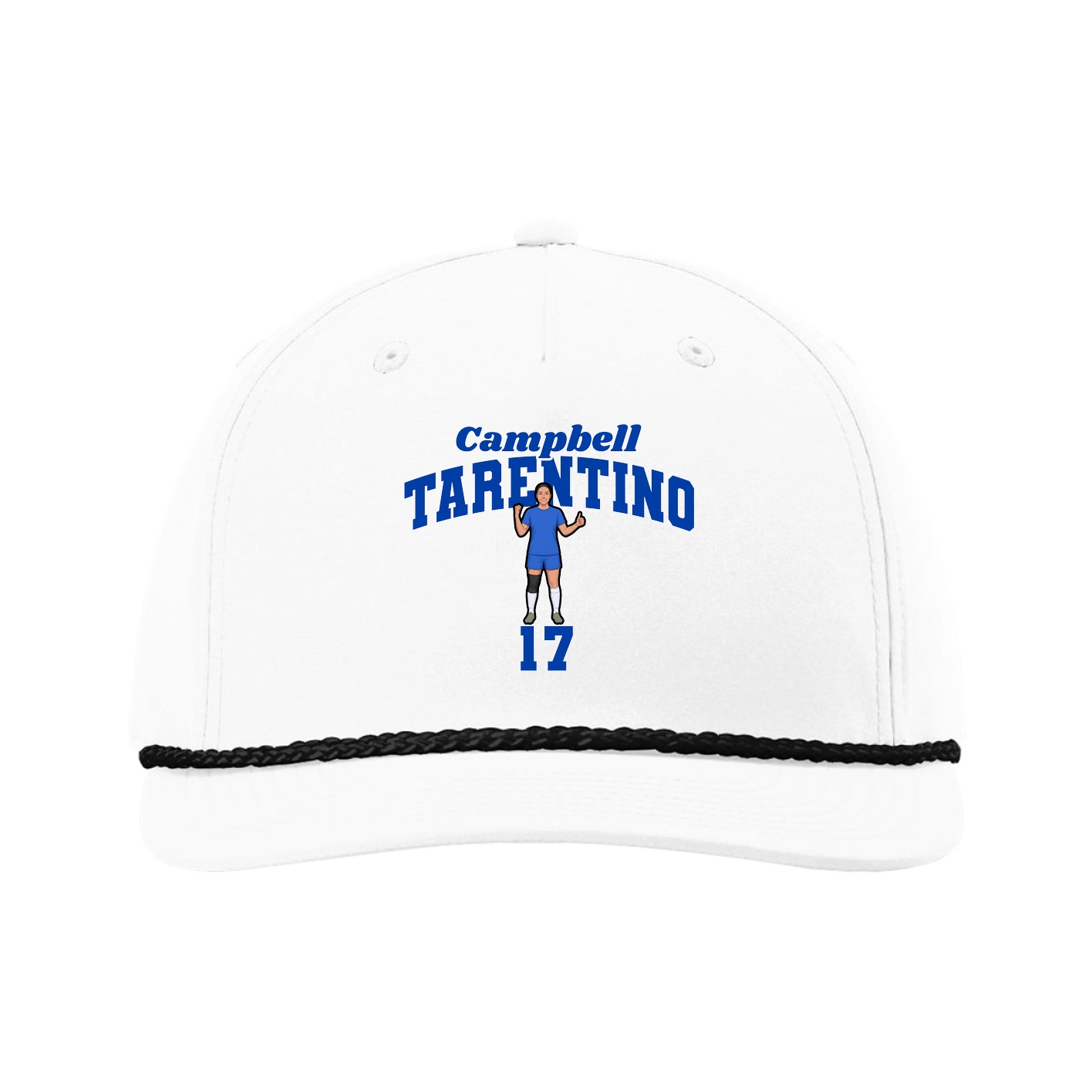 Five-Panel Classic Rope Cap — Signature Arch in White