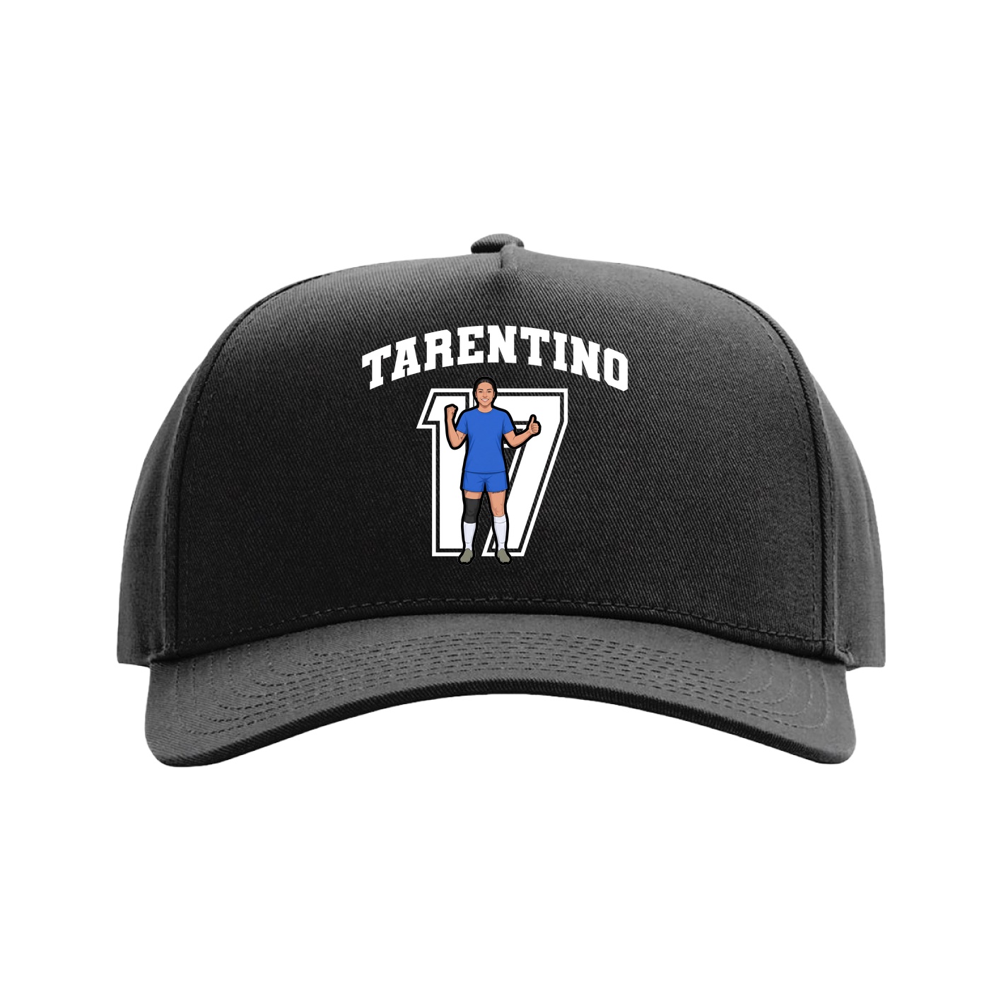 Full Fabric Five-Panel Champ Cap — Number in Black