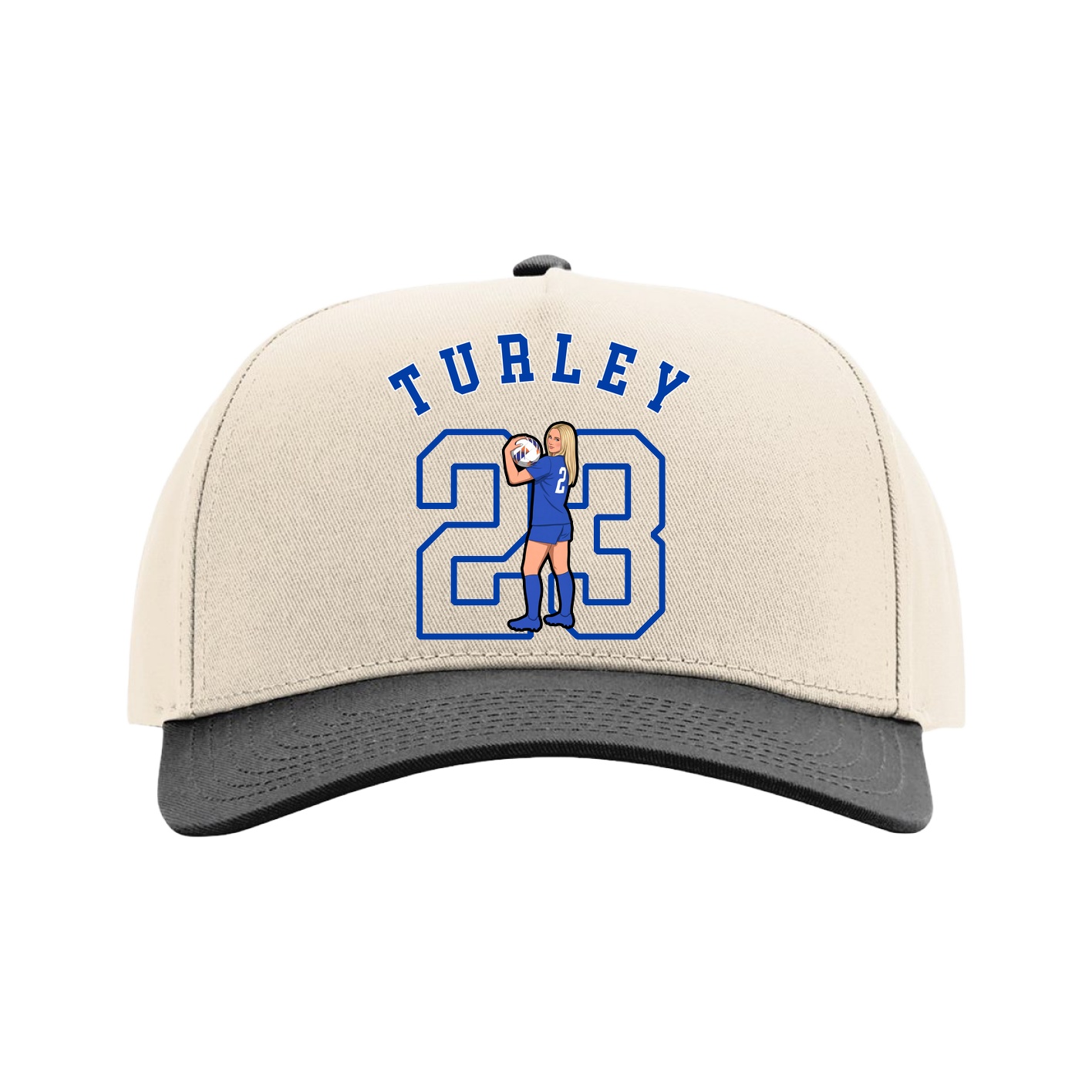 Full Fabric Five-Panel Champ Cap — Shirsey Arch in Cream/Black