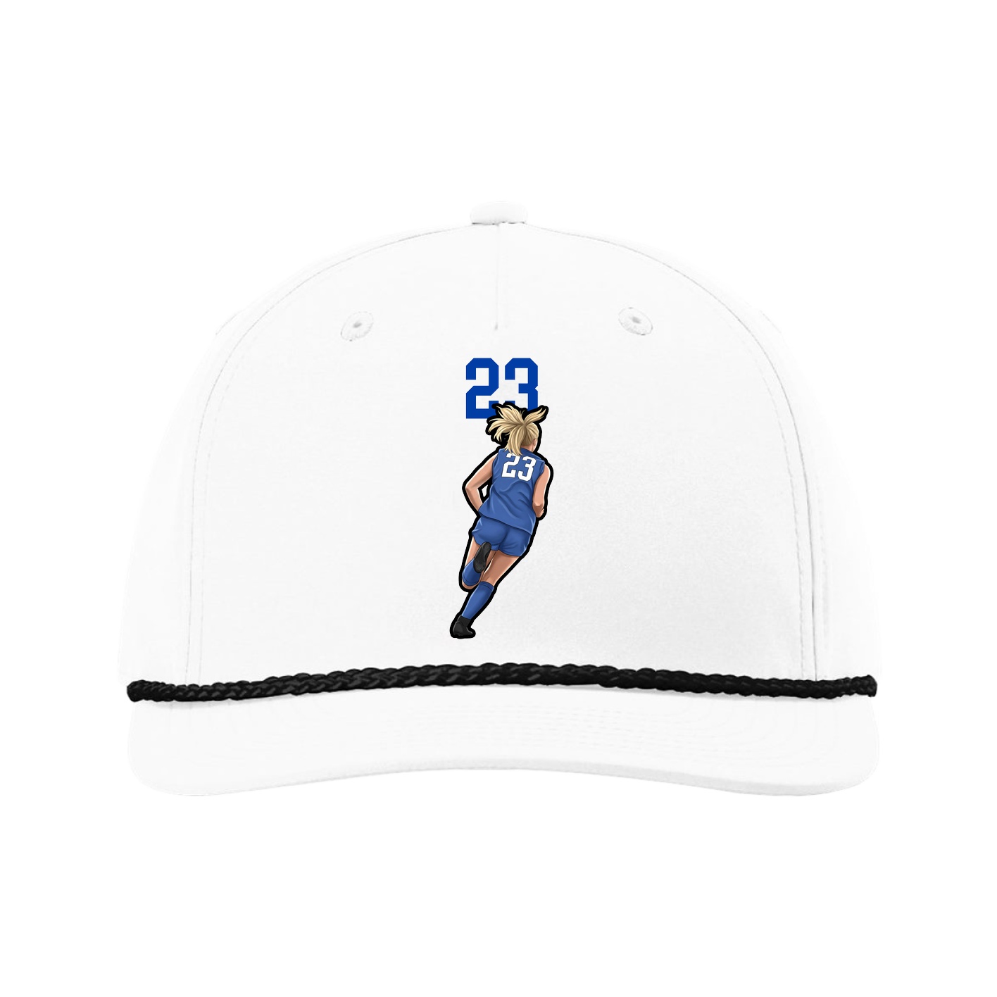 Five-Panel Classic Rope Cap — Number Top in White