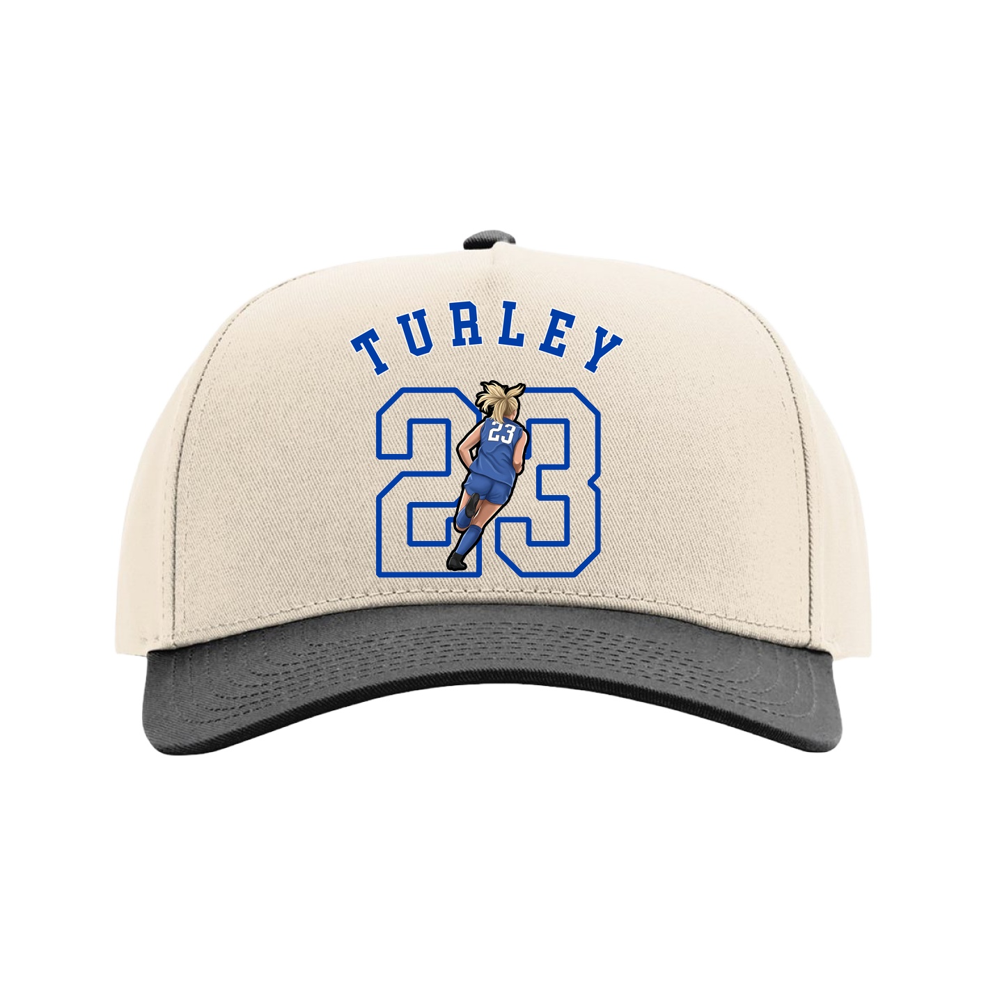 Full Fabric Five-Panel Champ Cap — Shirsey Arch in Cream/Black