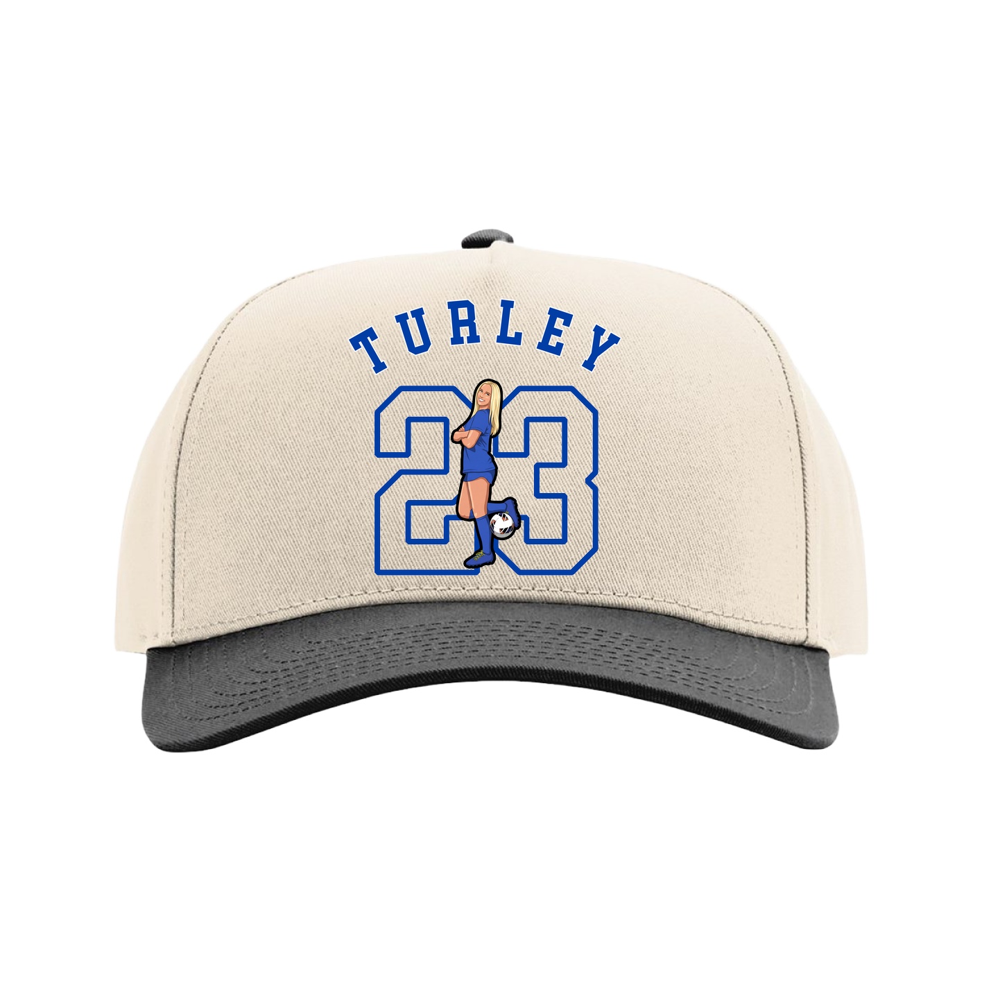 Full Fabric Five-Panel Champ Cap — Shirsey Arch in Cream/Black