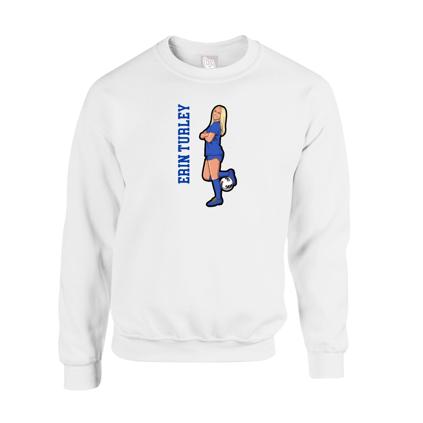 Fleece Crew — Name Vertical in White