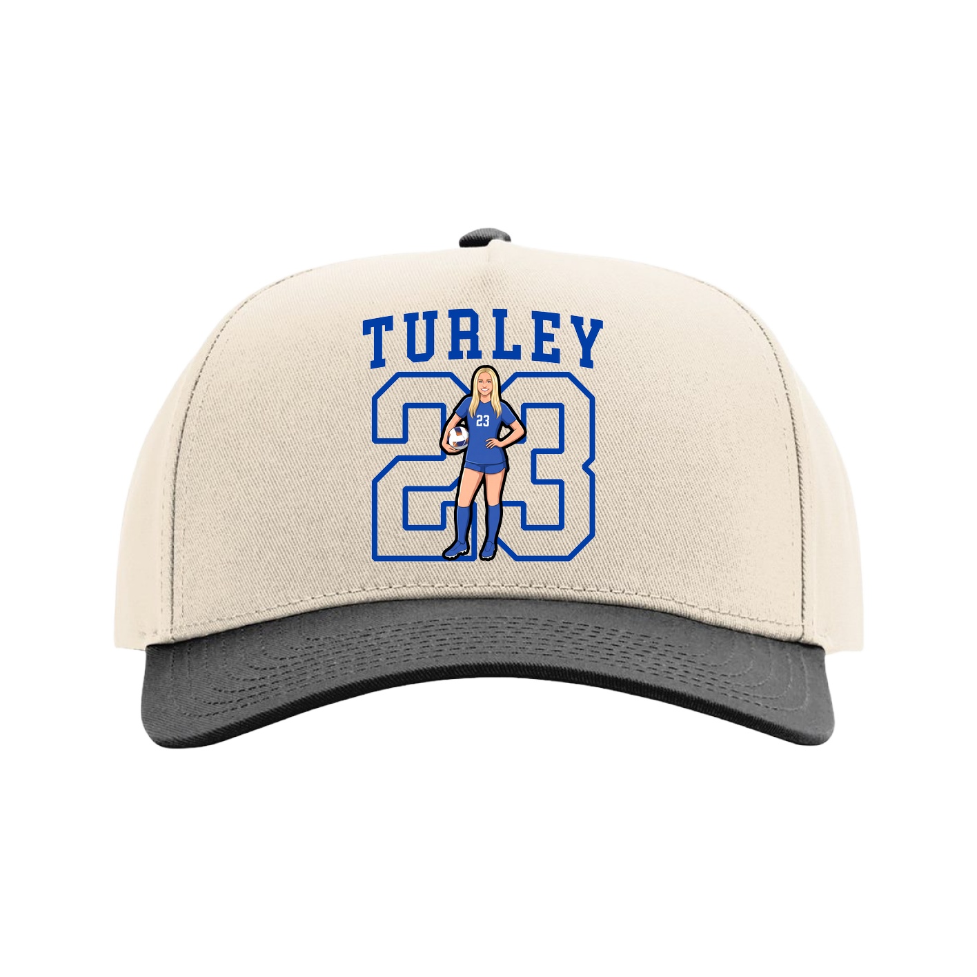 Full Fabric Five-Panel Champ Cap — Shirsey in Cream/Black