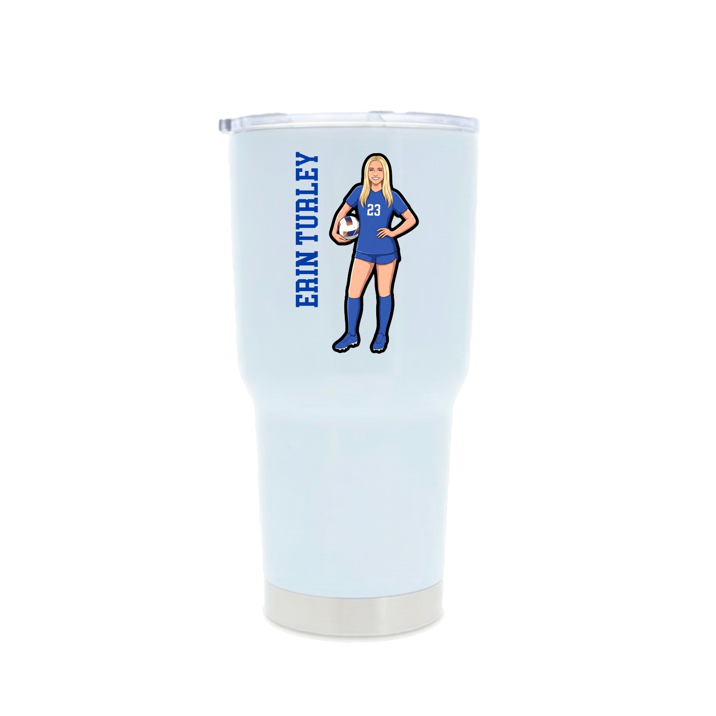 30oz Stainless Steel Tumbler — Name Vertical in White